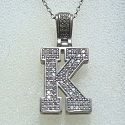 .925 SILVER INITIAL "K" PENDANT/NECKLACE