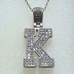 .925 SILVER INITIAL "K" PENDANT WITH CHAIN