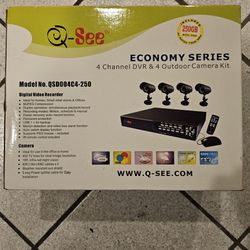 QSee Economy Series 4-Channel DVR & 4 Outdoor Camera Kit /w 250GB Sata HDD