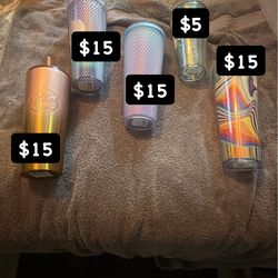 Starbucks cups.