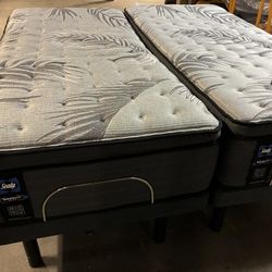 Split King Adjustable Bed + Sealy Posturepedic Plus Mattresses