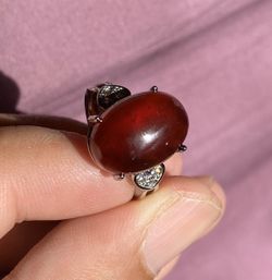 Womens Sterling Silver Natural Real Garnet Pendant Necklace for Women