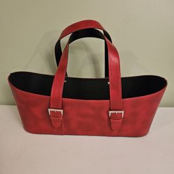 Red leather look multi purpose basket with handles