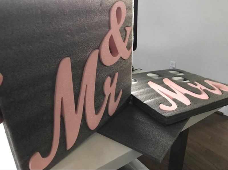 Mr. & Mrs. sign 6” glitter dust