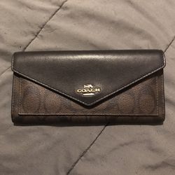 Coach Monogram Slim Envelope Black & Brown Wallet