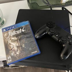 PS4 Slim Black  /w Fallout 4 Console & Video Game
