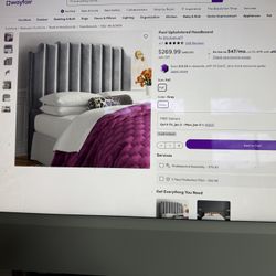 Wayfair Etta Avenue Queen Upholstered Headboard – Gray – Like New