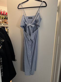 Summer Retro Tie Blue And White Striped Dress