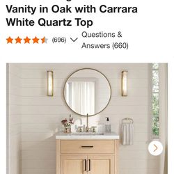 ARIEL
Hepburn 30 in. Single Sink Freestanding Bathroom Vanity in Oak with Carrara White Quartz Top