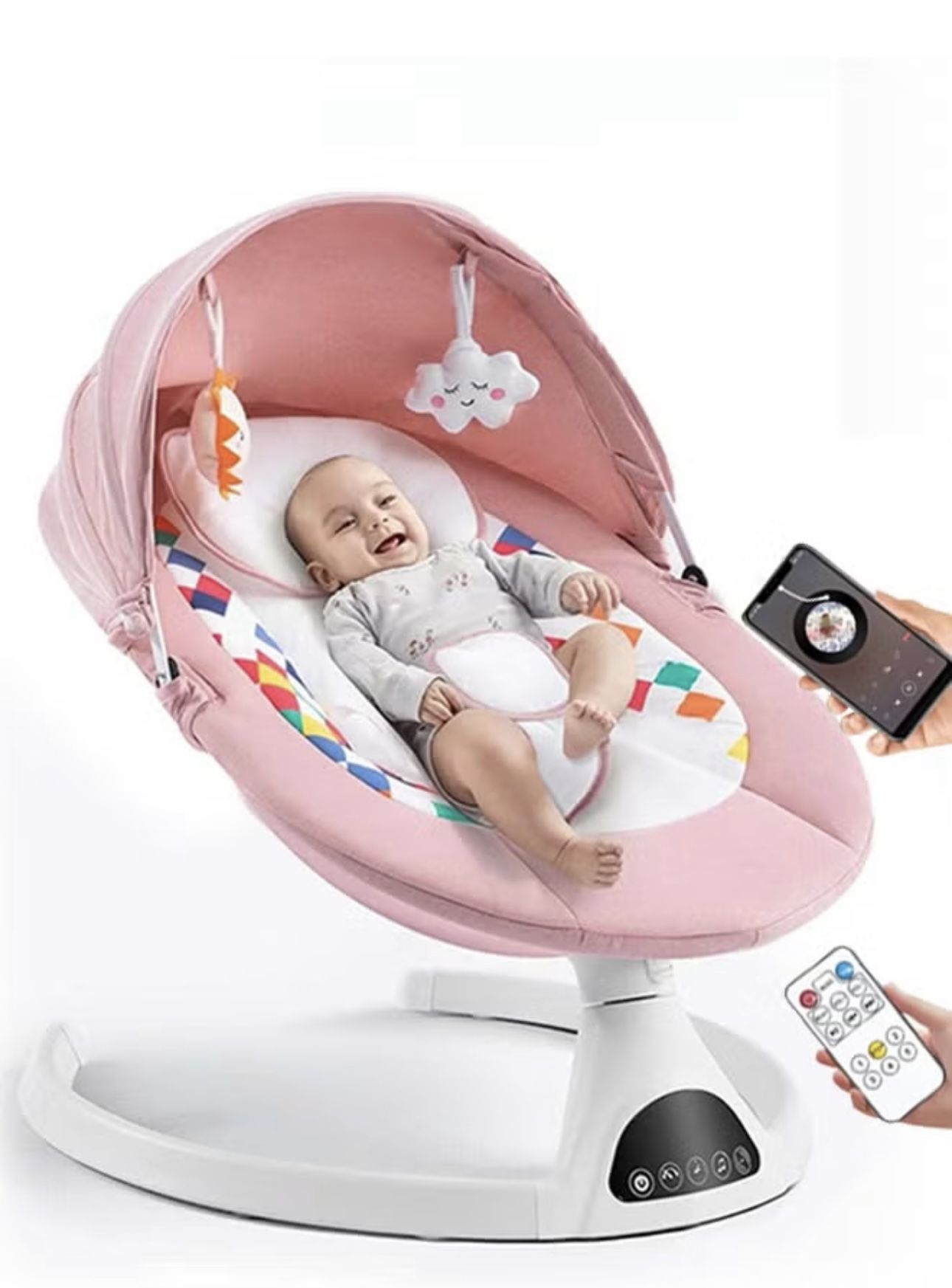 Baby Swing for Infants ,Remote Control Electric Bouncer for Babies, Portable Swing