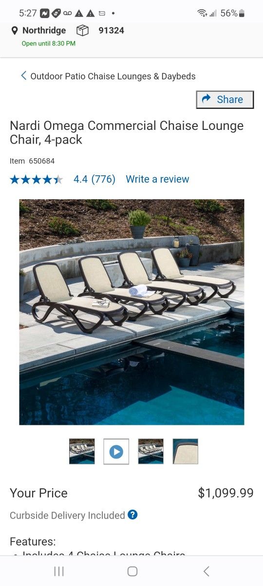 Nardi Omega Commercial Chaise Lounge Chair, 4-pack $750 (i have 3 different colors)