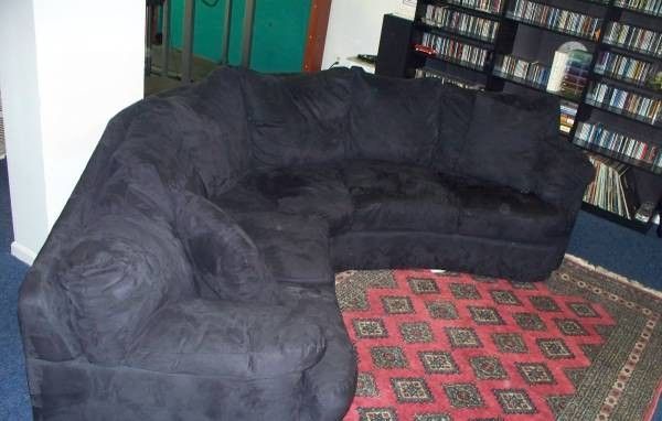 New black L-shaped or round sofa microfiber