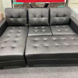 Black Leather Sectional On Sale 🇺🇸