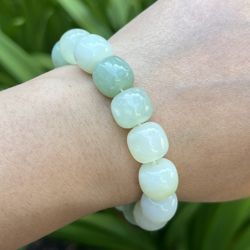 12mm Stretchable Xiuyu Jade Barrel Bracelet 