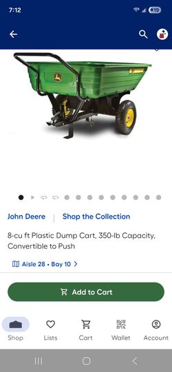 John Deere 8-cu ft Plastic Dump Cart
NEW