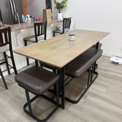 Six Seater Industrial Dining Set (chairs Included)