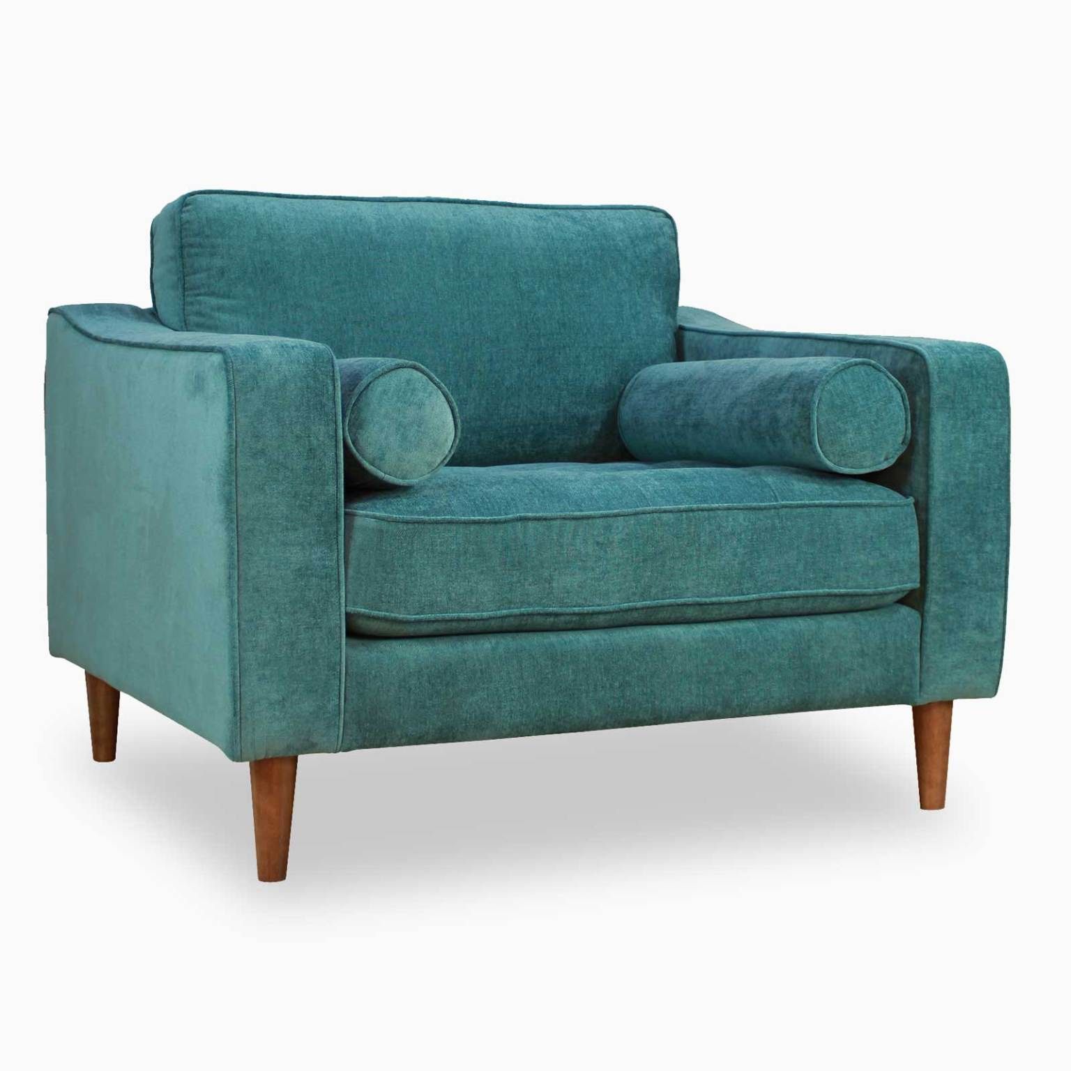 Urban Chic Anderson Accent Chair – Turquoise Upholstery Solid Hardwood Frame Mid Century Modern Design