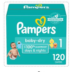 Pampers Swaddlers Diapers, Size 1, 120 Count y 210 Count 