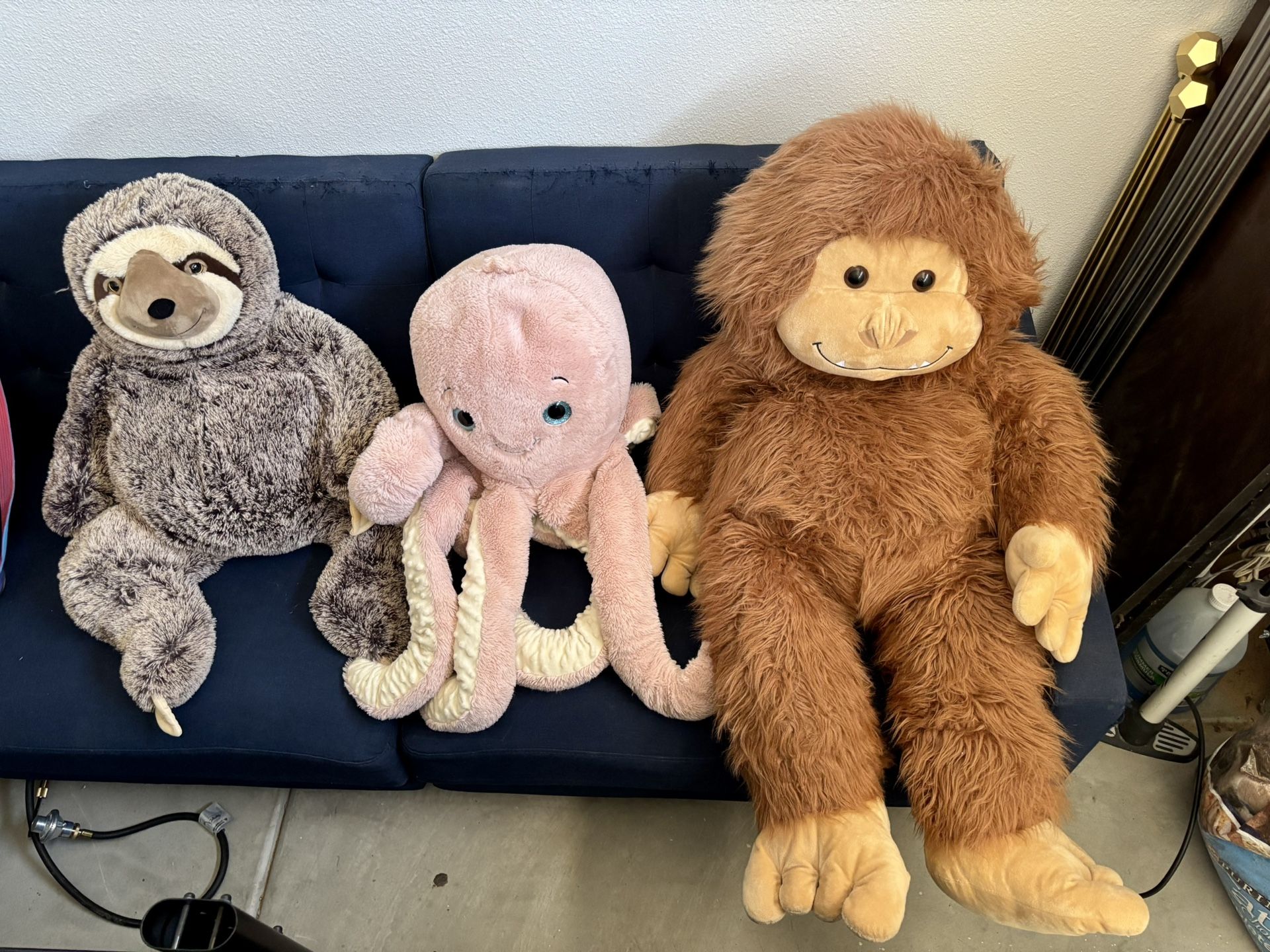 Large Plush Toys β Sloth, Octopus & Bigfoot β Great Condition!
