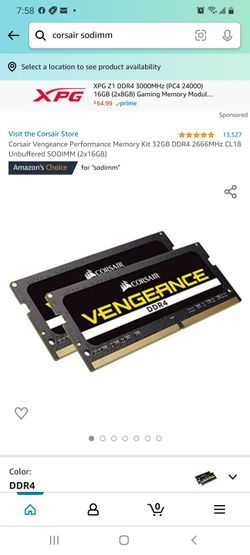 CORSAIR VENGEANCE 32GB 2666MHZ SODIMM DDR4