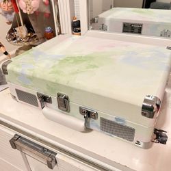 Crosley Suitcase Record Player Turntable, Green Watercolor