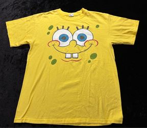 Men Large Y2K 2009 SpongeBob SquarePants Giant Smiling Face Graphic T-Shirt