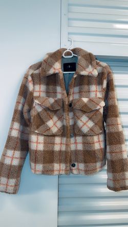 NWT 7 for all mankind sherpa tartan plaid trucker jacket size XS
