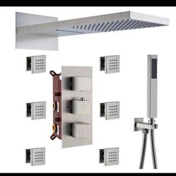 Thermostatic Shower System in Black Wall Mounted Shower Head with Handheld New  Black 19L And Nickel 19B  $150