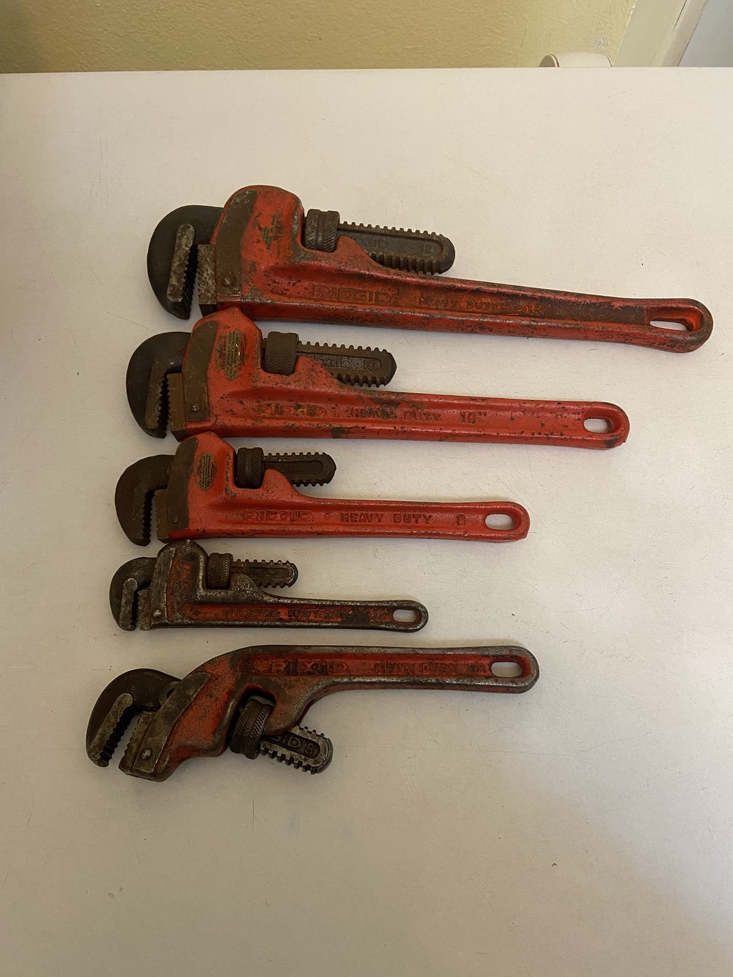 5 pc Ridgid pipe wrench set 6” to 12”