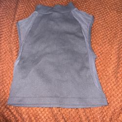 Gray Ribbed Mock Neck Sleeveless Top