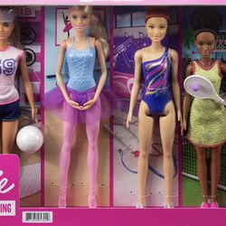 Barbie 6-Doll Sports Career Collection, Related Clothes & Accessories, 3 & Up