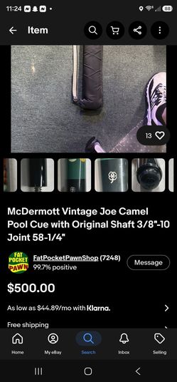 Vintage Joe Camel Pool stick