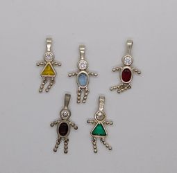 Vintage sterling silver 925 S pendants with real stones , cute