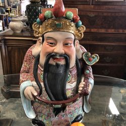 Massive Chinese Porcelain Deity Choi Sun Yeah God Of Wealth