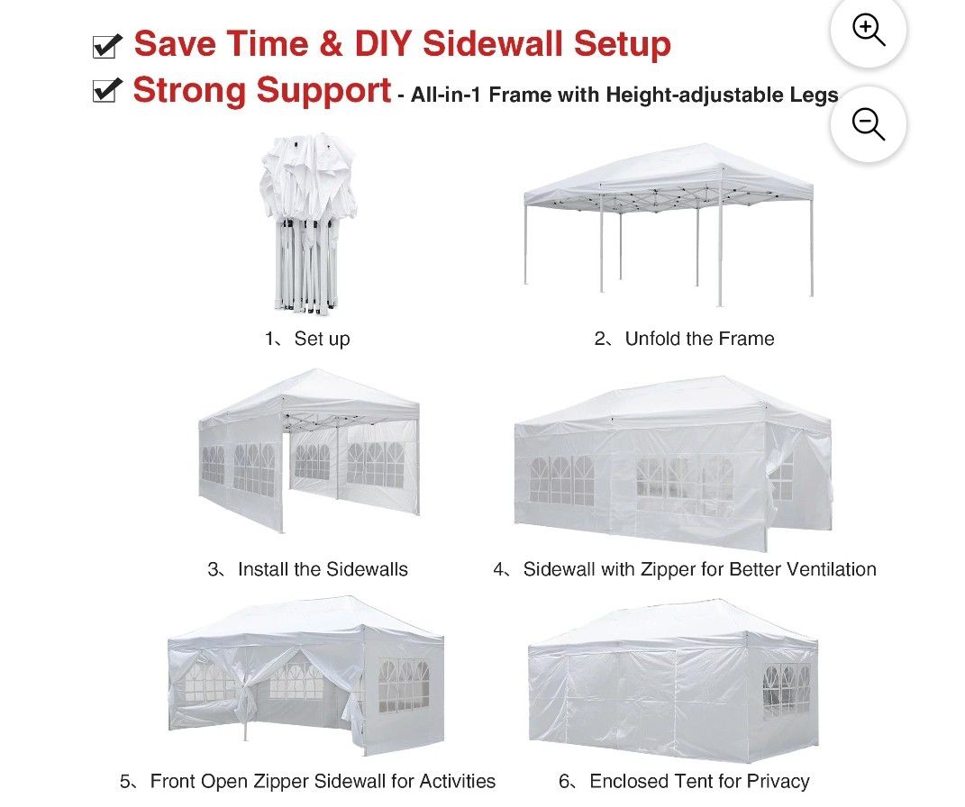 10' x 20' Folding Canopy, Heavy Duty Canopy with 4 Sidewalls for Outdoor Event Vendors, Farmers Tent, Flea Market