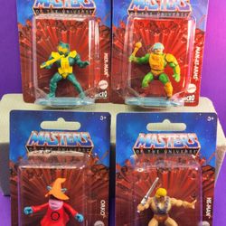 #1538 MASTER OF THE UNIVERSE MICRO MINI LOT (HE-MAN, ORKO, MER-MAN, MAN-AT-ARMS
