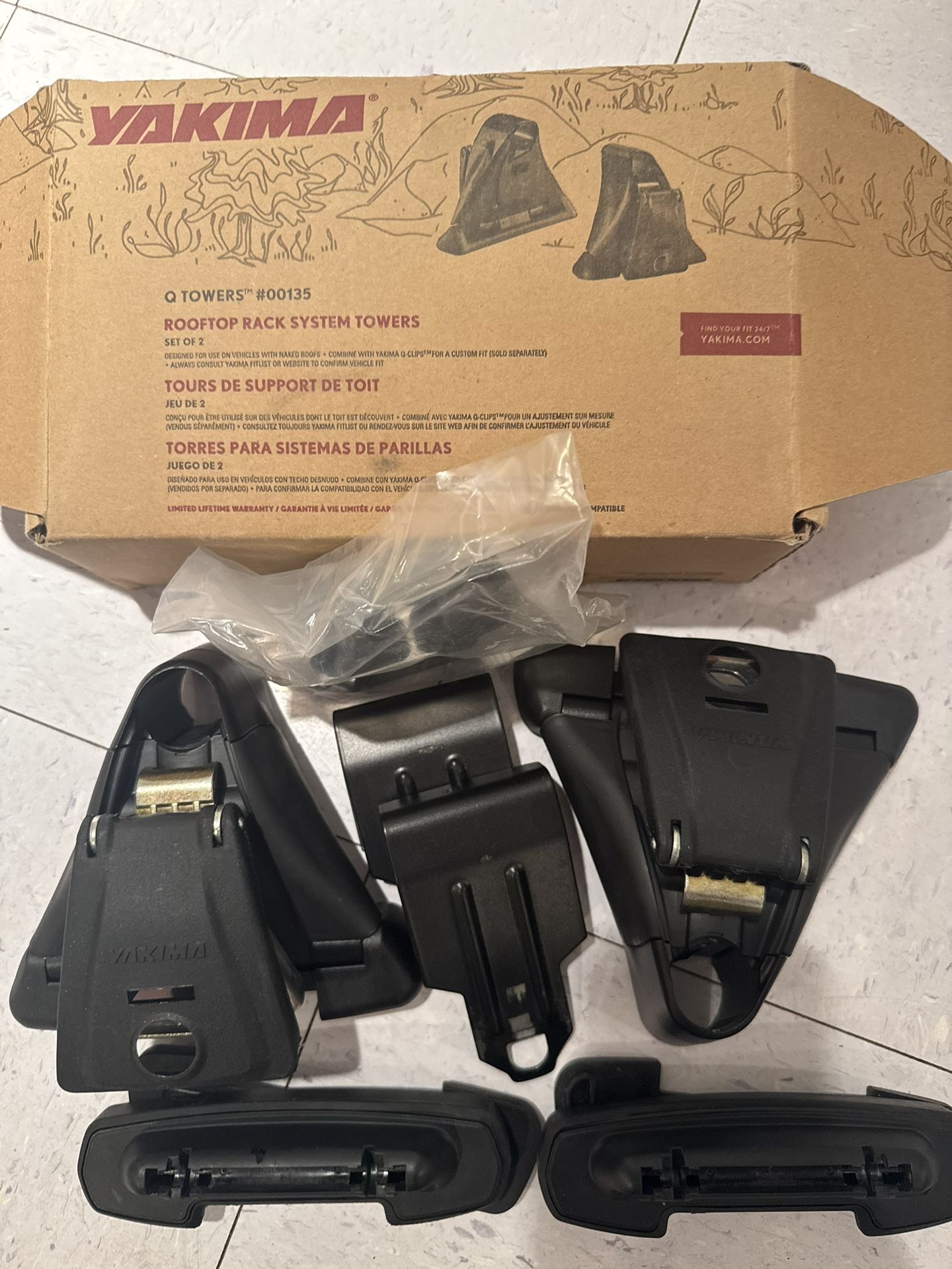 Set Of 2 Yakima Q Towers #135 -Rooftop Rack System Towers -over 1/2 Off Retail
