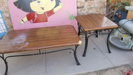 RUSTIC center table and an end table WOOD AND METAL