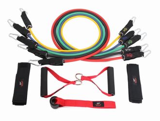 Resistance Bands Set (11pcs) with Handles, Door Anchor, Ankle Straps and Carry Bag Armageddon Sports