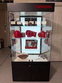 Rare Carrera Eyewear Lighted Glass Display Cabinet