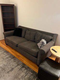 Large Charcoal Gray Fabric Sofa / 3-Seater Couch – Comfortable