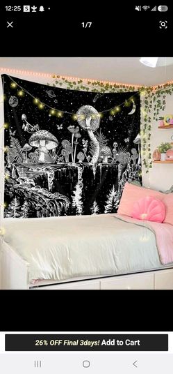 Mushroom fairycore tapystry