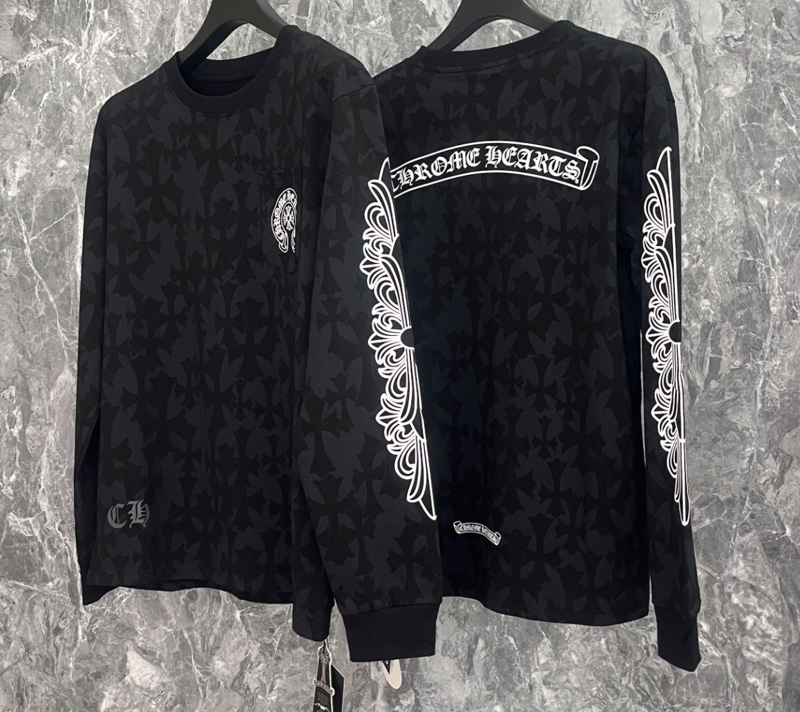 Chrome Monogram Hearts Long Sleeve Cross Denim Jeans Tears Tee Shirts Small S Medium M Large L XL Sweater