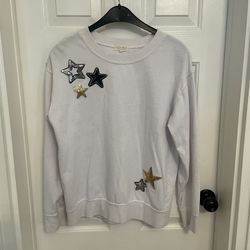 Ultra flint Women's Sequin Shiny Stars Crew Neck Sweatshirt