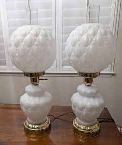 Large Vintage Milk Glass Lamps
