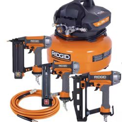 6 Gal. 150 PSI Electric Air Compressor with 25 ft. Hose, 18GA Brad Nailer, 16GA Finish Nailer and 18GA Finish Stapler