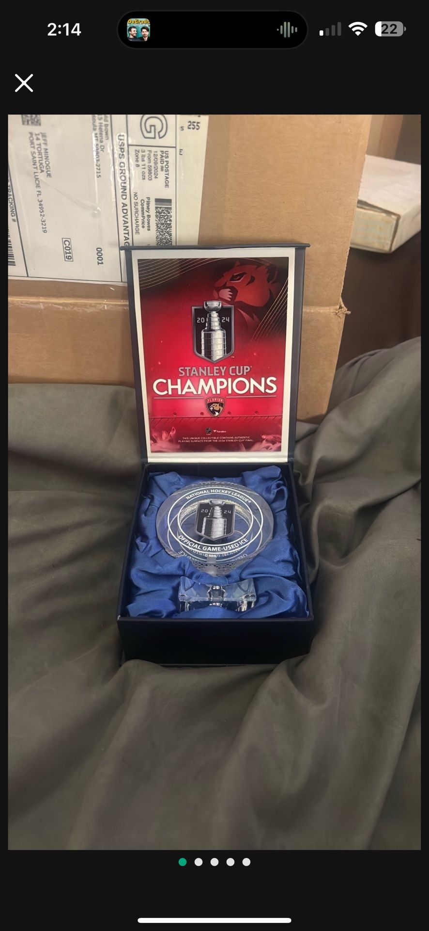 Florida Panthers Stanley Cup Finals Official Game Used Ice Stanley Cup