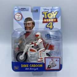DUKE CABOOM with Motorcyle "Pull 'N Go" Toy Story 4 Disney Pixar New in Box NIB