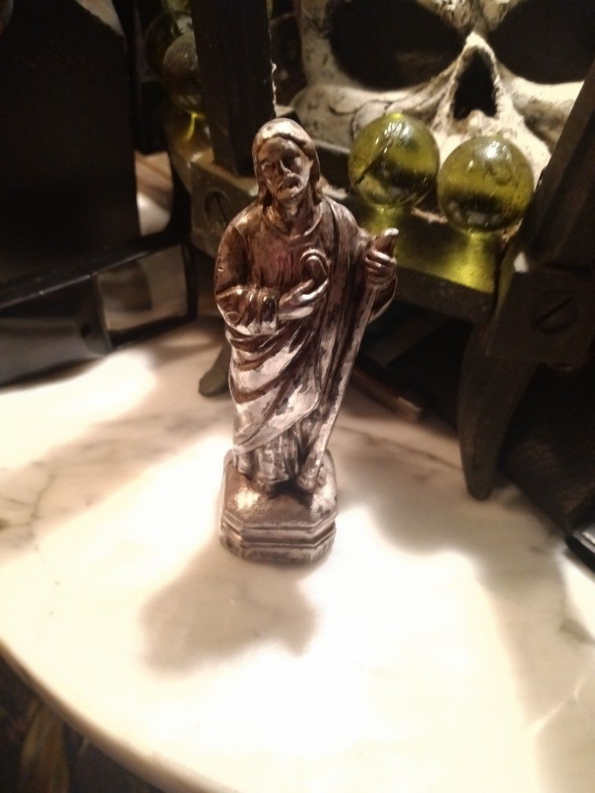 Vintage St Jude.Thad Pewter Jesus.