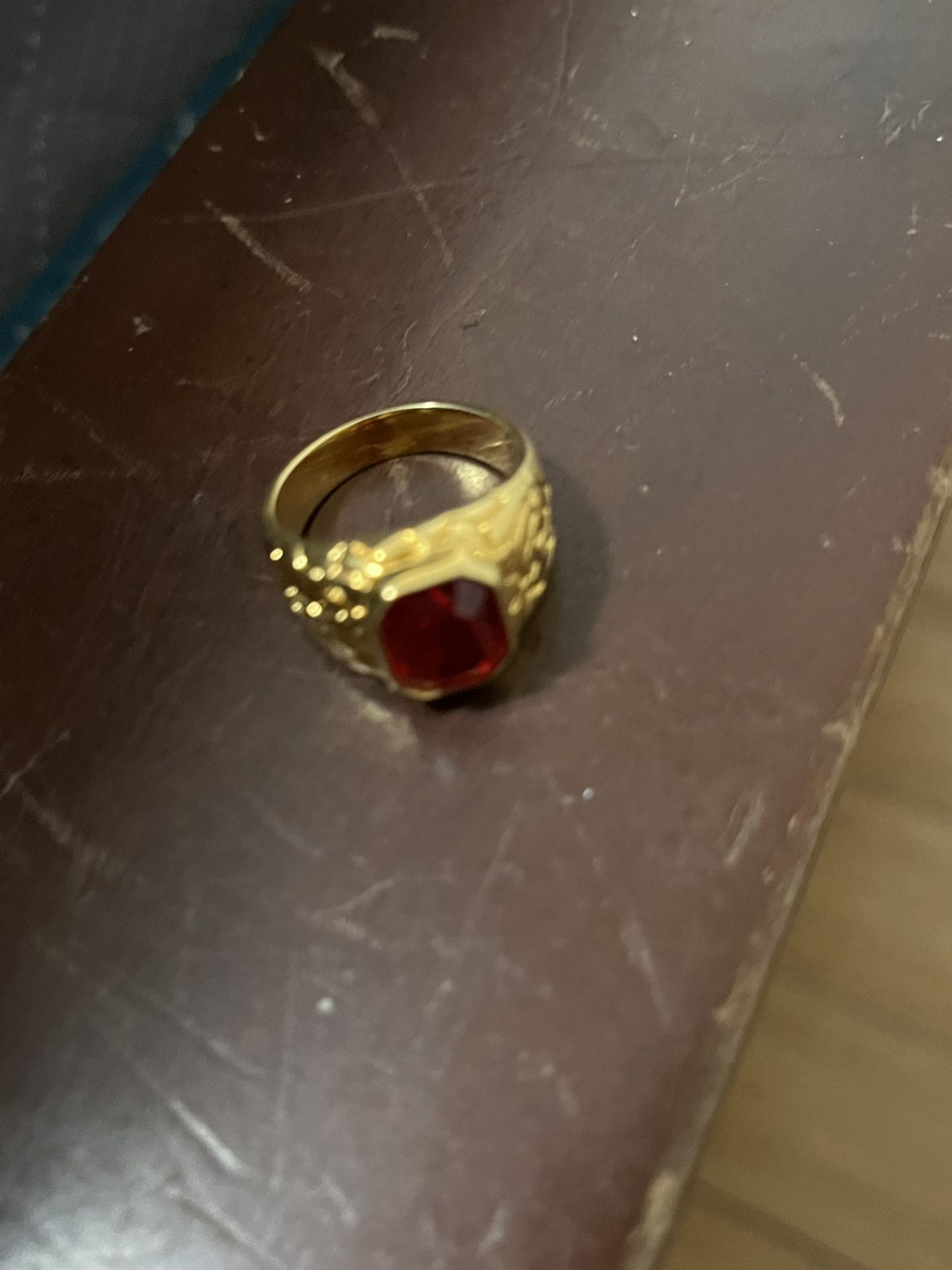 Gold Plated Ring Red Ruby 